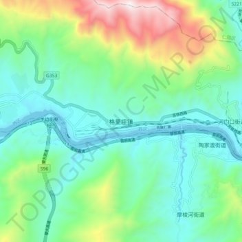 Topografische Karte 格里坪镇, Höhe, Relief