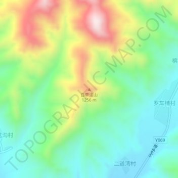 Topografische Karte 白草洼山, Höhe, Relief
