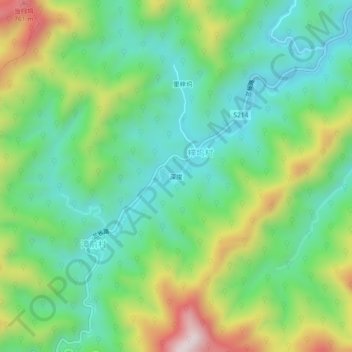 Topografische Karte 深度, Höhe, Relief