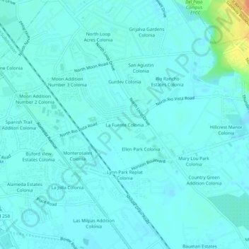 Topografische Karte La Fuente Colonia, Höhe, Relief