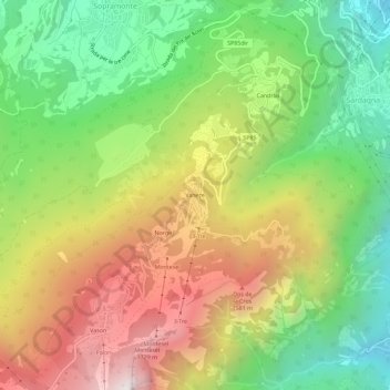 Topografische Karte Vaneze, Höhe, Relief