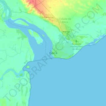 Topografische Karte Beira, Höhe, Relief
