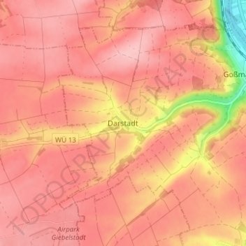 Topografische Karte Darstadt, Höhe, Relief