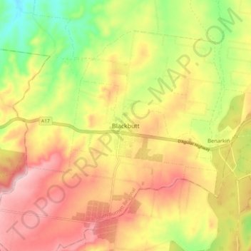 Topografische Karte Blackbutt, Höhe, Relief