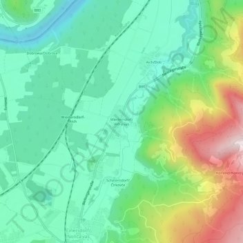 Topografische Karte Wiederndorf, Höhe, Relief