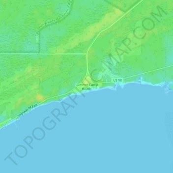 Topografische Karte Summer Camp Beach, Höhe, Relief