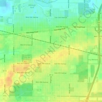 Topografische Karte Glen Park, Höhe, Relief