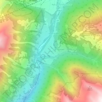 Topografische Karte Lesach, Höhe, Relief