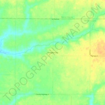 Topografische Karte Shanghai City, Höhe, Relief