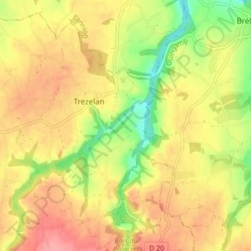Topografische Karte Kêr Riwalan, Höhe, Relief
