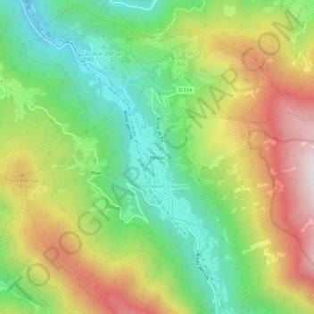 Topografische Karte Médas, Höhe, Relief