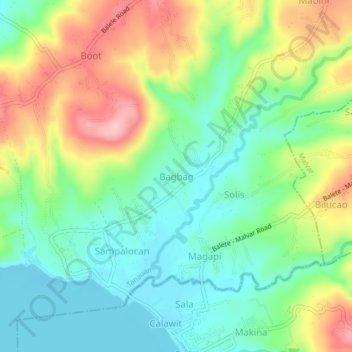 Topografische Karte Bagbag, Höhe, Relief