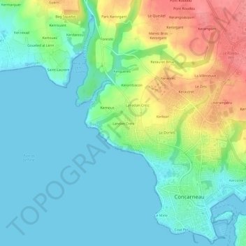 Topografische Karte Landan Creis, Höhe, Relief