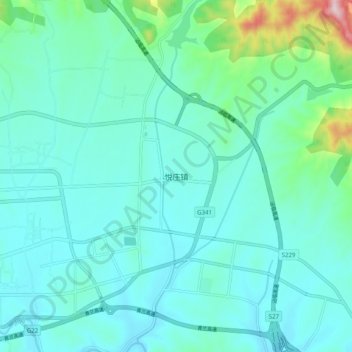 Topografische Karte 悦庄镇, Höhe, Relief