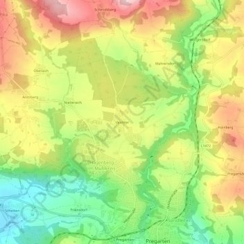 Topografische Karte Veichter, Höhe, Relief