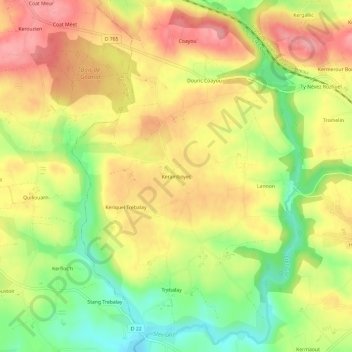 Topografische Karte Keramboyec, Höhe, Relief