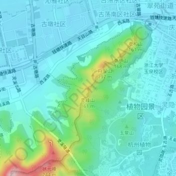 Topografische Karte 美女山, Höhe, Relief