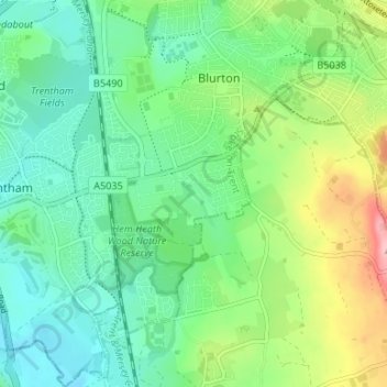 Topografische Karte Newstead, Höhe, Relief
