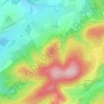 Topografische Karte Bremscheid, Höhe, Relief