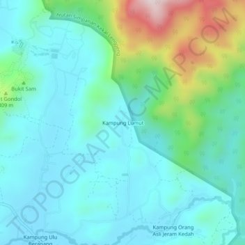 Topografische Karte Kampung Lumut, Höhe, Relief