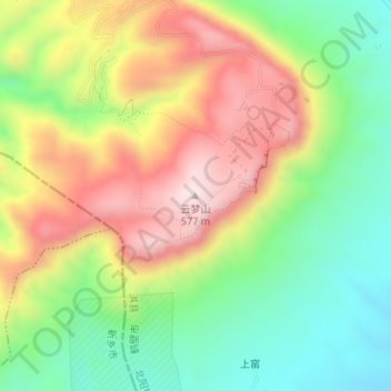 Topografische Karte 云梦山, Höhe, Relief