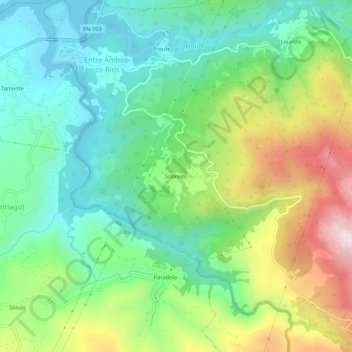 Topografische Karte Sobredo, Höhe, Relief