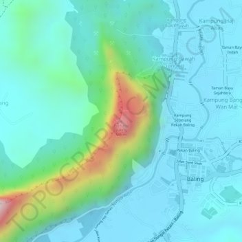 Topografische Karte Gunung Baling, Höhe, Relief