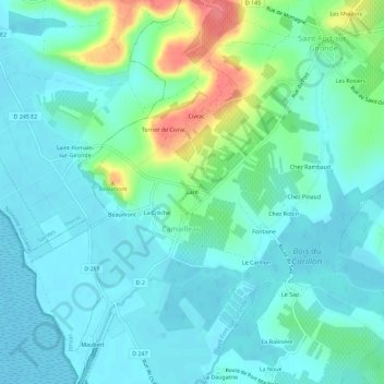 Topografische Karte Larit, Höhe, Relief