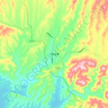 Topografische Karte 习家店镇, Höhe, Relief