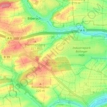 Topografische Karte Neuböllinger Hof, Höhe, Relief