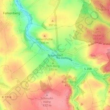 Topografische Karte Naundorf, Höhe, Relief