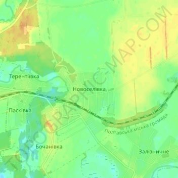 Topografische Karte Nowosseliwka, Höhe, Relief