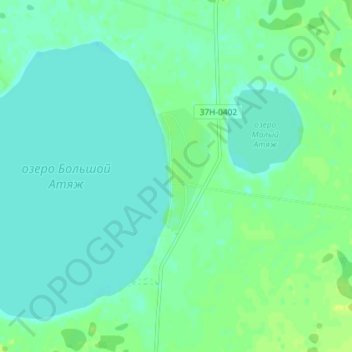 Topografische Karte Малый Атяж, Höhe, Relief