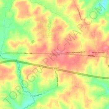 Topografische Karte Hopewell, Höhe, Relief