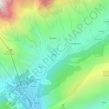 Topografische Karte Meyen, Höhe, Relief