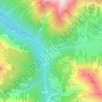 Topografische Karte Rinnen, Höhe, Relief