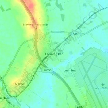 Topografische Karte Leeming Bar, Höhe, Relief