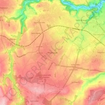 Topografische Karte Ploufragan, Höhe, Relief
