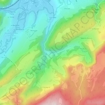 Topografische Karte Louadey, Höhe, Relief