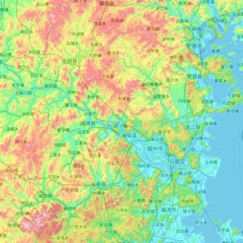 Topografische Karte 闽侯县, Höhe, Relief