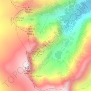 Topografische Karte The Sharkstooth, Höhe, Relief