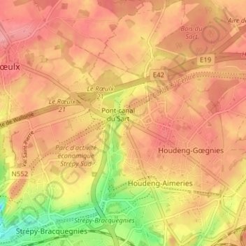 Topografische Karte Pont du Sart, Höhe, Relief