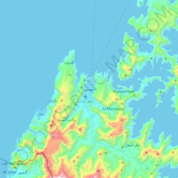 Topografische Karte Khasab, Höhe, Relief