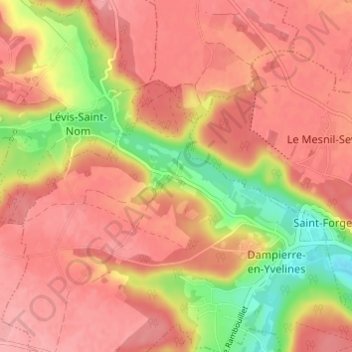 Topografische Karte Maincourt-sur-Yvette, Höhe, Relief