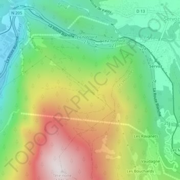 Topografische Karte Montcoutant, Höhe, Relief