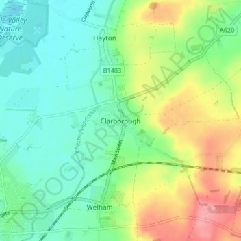 Topografische Karte Clarborough, Höhe, Relief