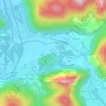Topografische Karte Géry, Höhe, Relief