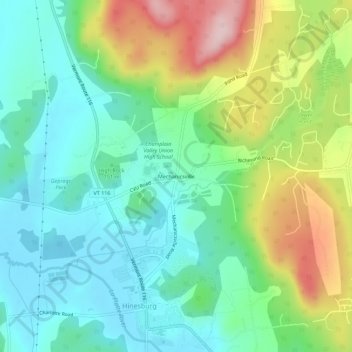 Topografische Karte Mechanicsville, Höhe, Relief