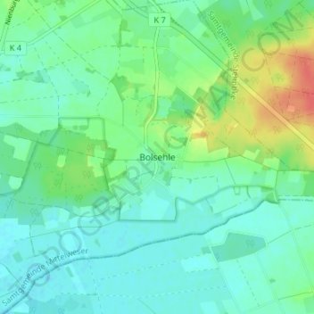 Topografische Karte Bolsehle, Höhe, Relief