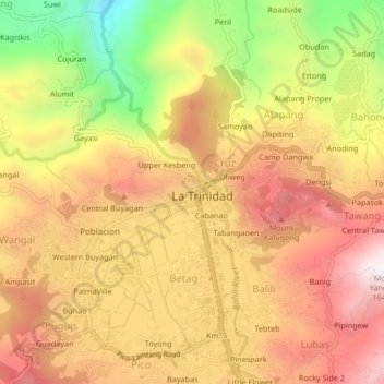 Topografische Karte Poblacion, Höhe, Relief
